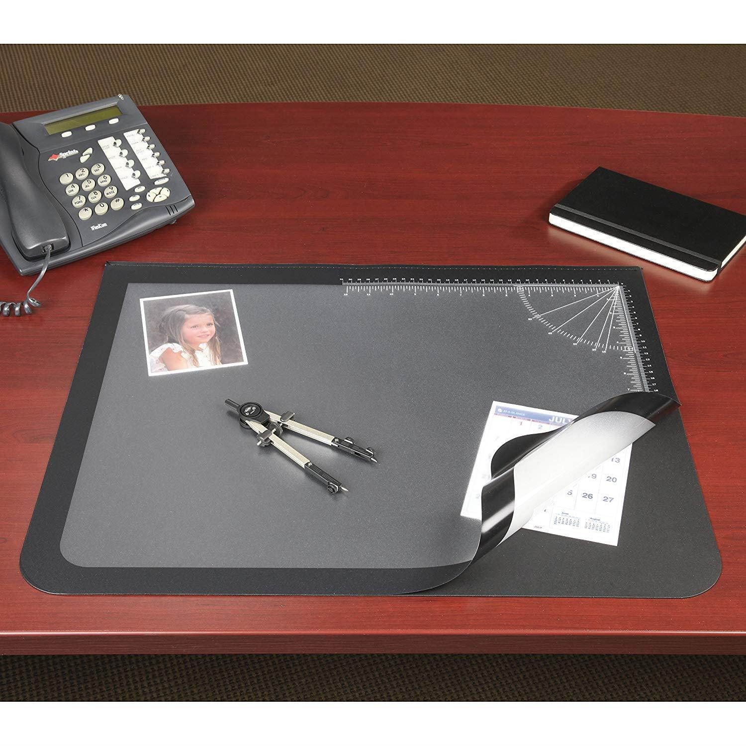 Artistic 19" x 24" Logo Pad Lift-top Desk Pad, Black/Clear