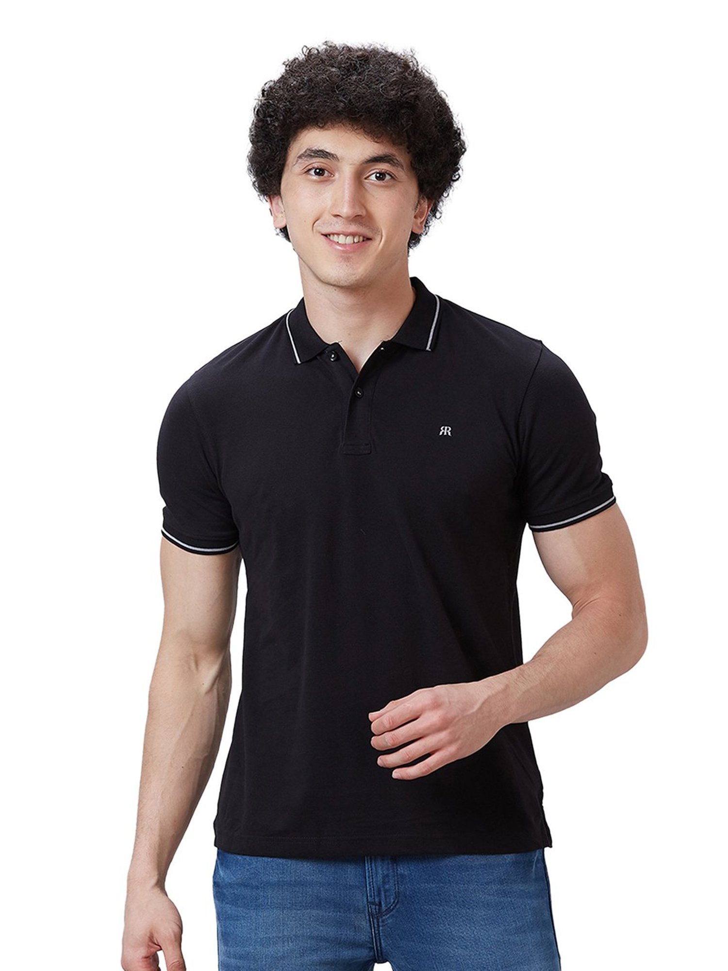 Raymond Black Contemporary Fit Polo T-Shirt