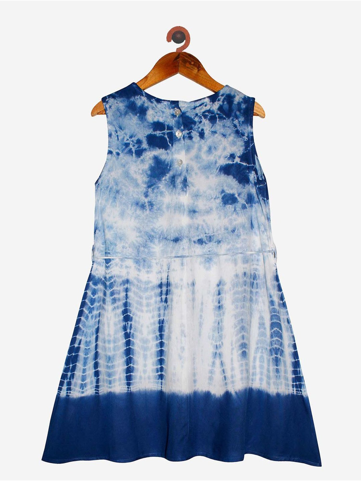 Kiddopanti Kids Blue & White Tie Dye Dress