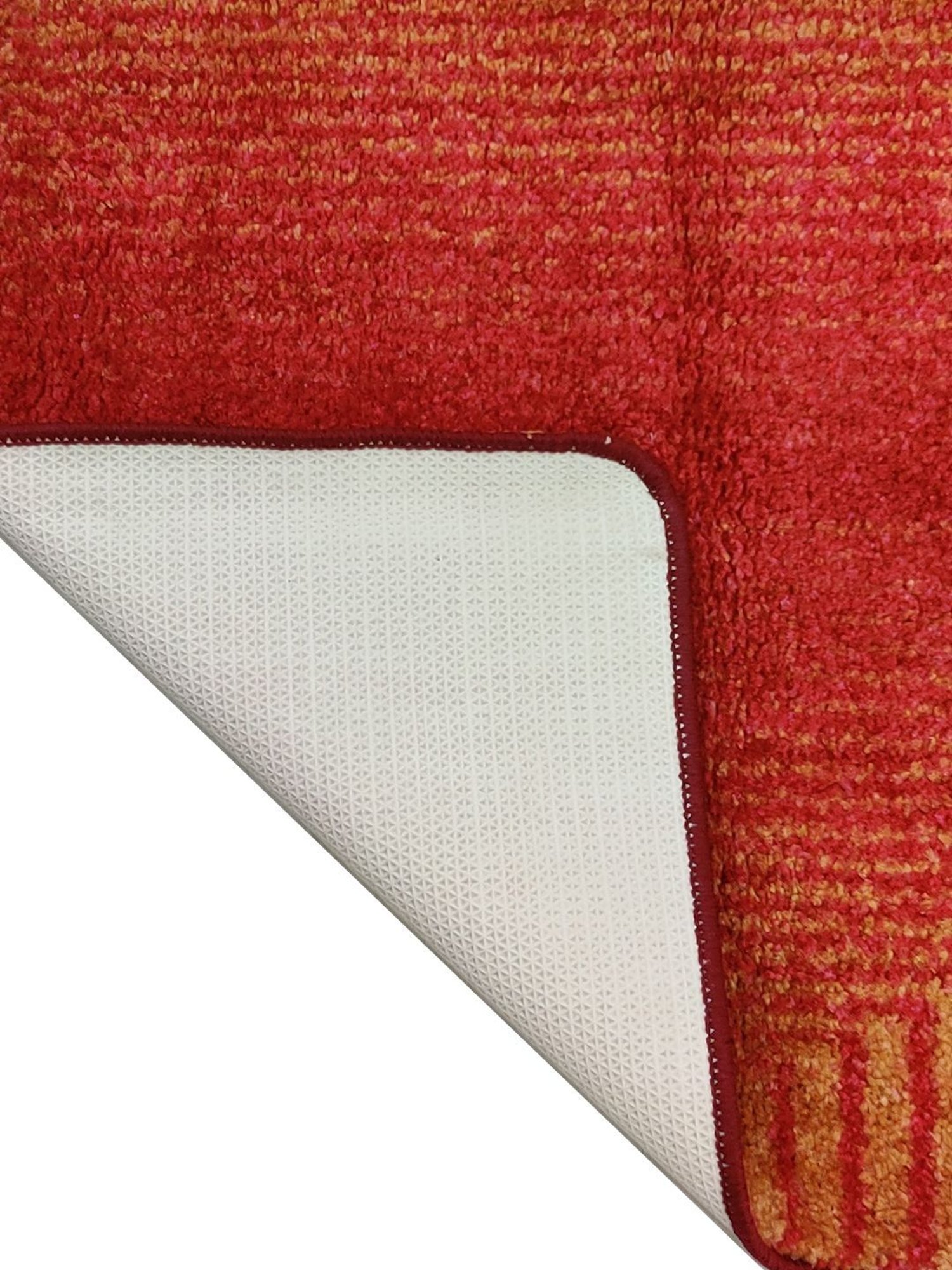 Bianca Red & Beige Microfibre Non-Slip Rug