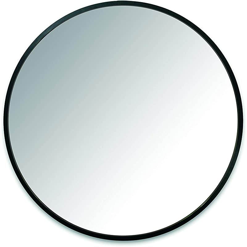 1008243040 Hub Wall Mirror With Rubber Frame 24Inch Round Wall Mirror for Entryways Washrooms Living Rooms and More Doubles as Modern Wall Art Black