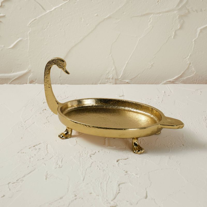 4" x 8" Decorative Brass Swan Figurine Gold - Opalhouse™ designed with Jungalow™