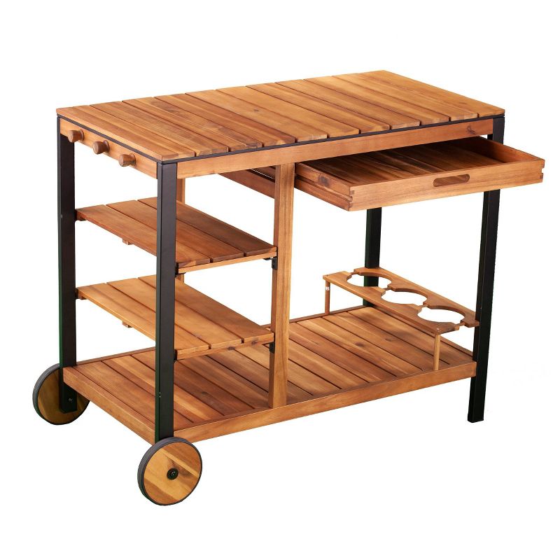 Slat Top Serving Cart - Gray - Apollo Outdoor