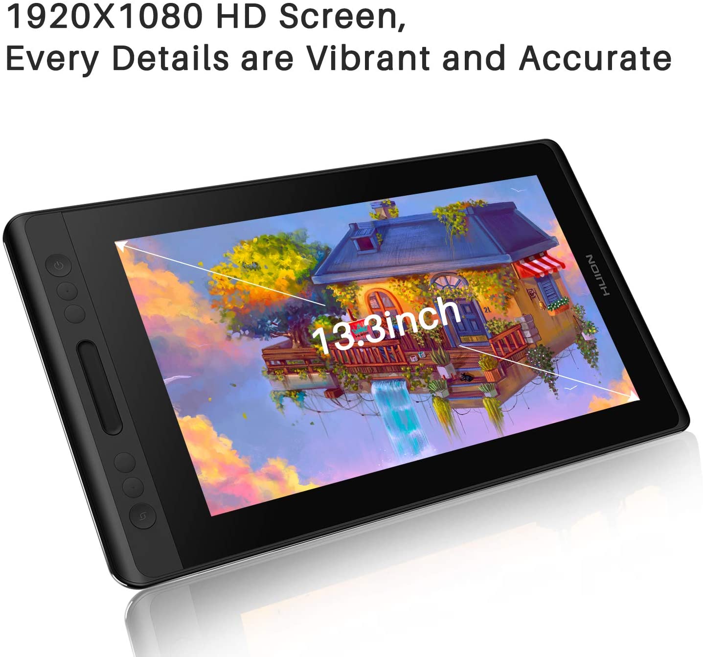 Huion KAMVAS Pro 13 Graphics Drawing Monitor Pen Display Tilt Function 8192 Pen Pressure Battery-Free Stylus, Full-Laminated Screen, 120% sRGB(No Stand)