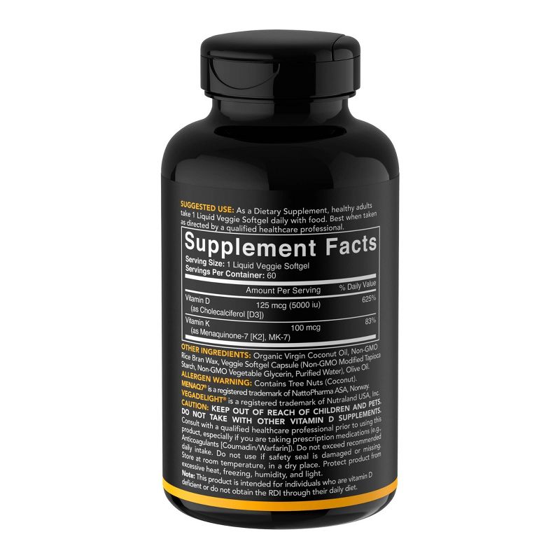 Sports Research Vitamin K2 + D3 Veggie Softgels - 60ct