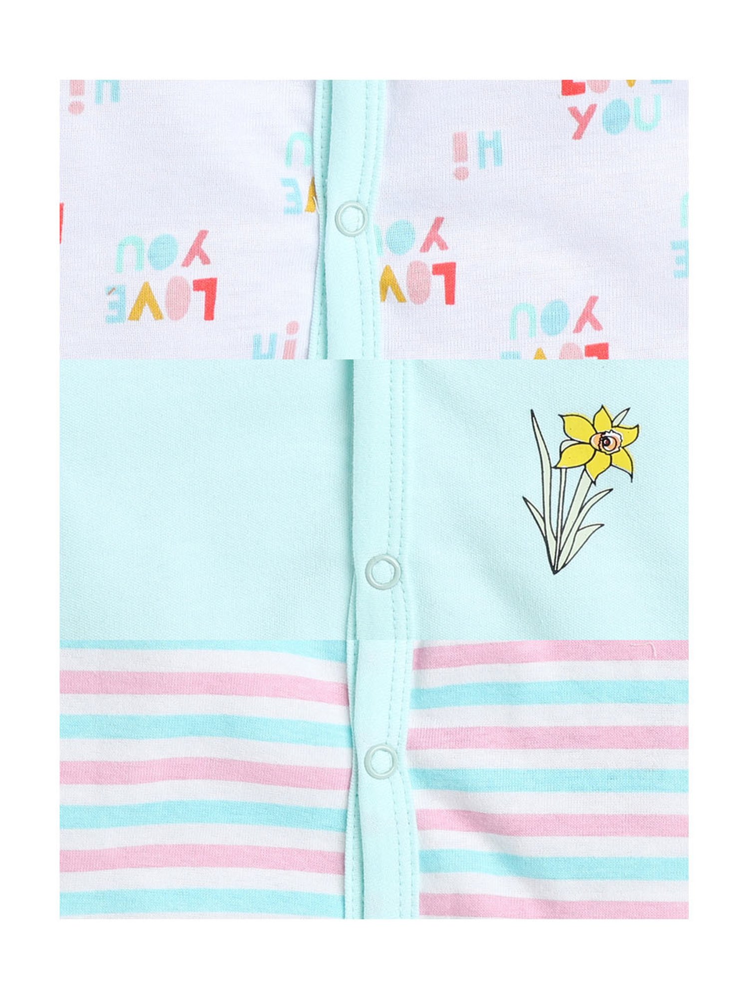 Bumzee Kids Blue & White Printed Jhablas (Pack Of 3)