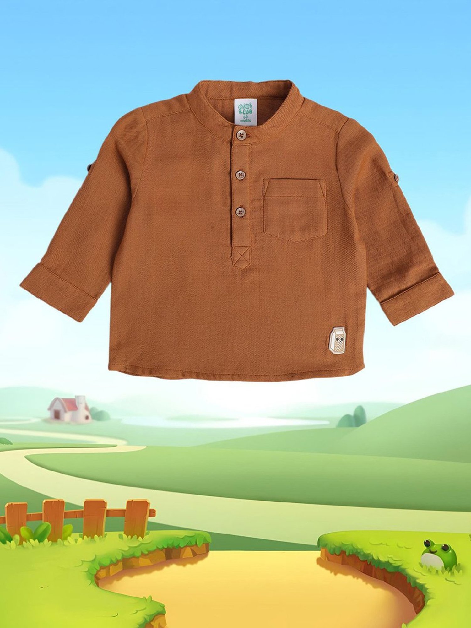 MINIKLUB Kids Brown Solid Full Sleeves Shirt