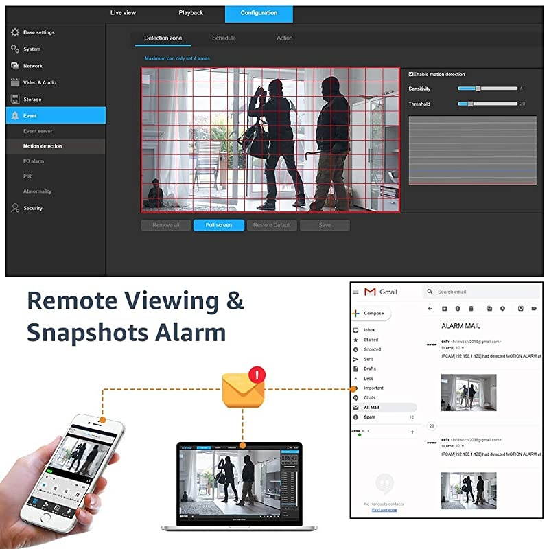 Hikvision Compatible) 5MP PoE IP Dome Camera with Audio, 2.8mm Lens, Built-in SD Card Slot, Cloud Storage, Human Body Detection
