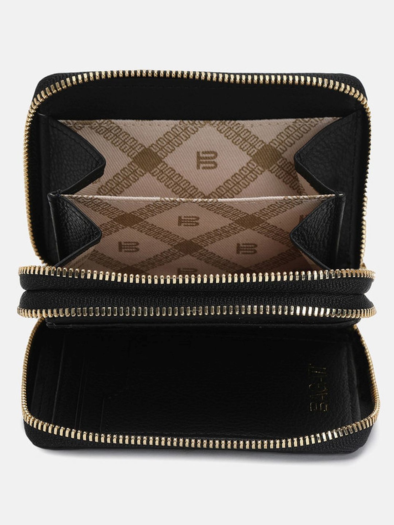 BAGATT Black Leather Solid Zip Around Wallet