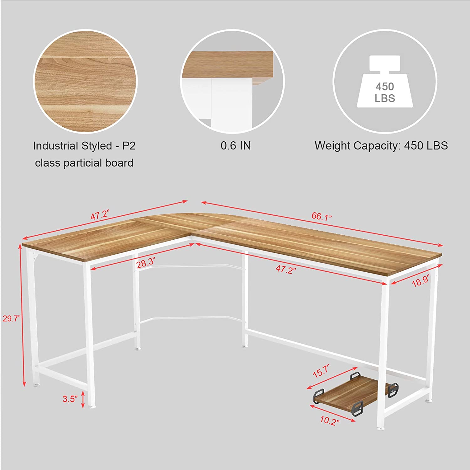 L Shaped Desk Corner Gaming Computer Desks for Home Office PC Workstation Table,Walnut