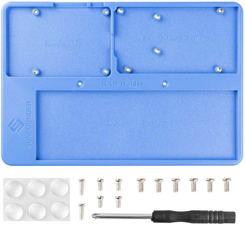 SunFounder RAB Holder Raspberry Pi Breadboard Holder 5 in 1 Base Plate with Rubber Feet with 120pcs Breadboard Jumper Wires
