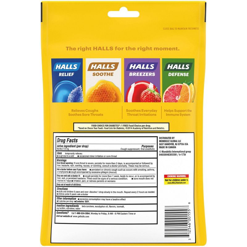 Halls Sugar Free Cough Drops - Honey Lemon - 70ct