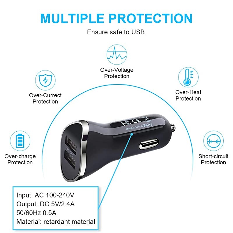 C Wall Charger Plug Car Charger Adapter with 2 Pack 6ft USB C Cable Fast Charging Cord Compatible for Samsung Galaxy S10+ S10 S9+ S8 A10e A20 A50 A70 A80 LG Stylo 54 G8 G7 G6 V50 V40 V35 ThinQ