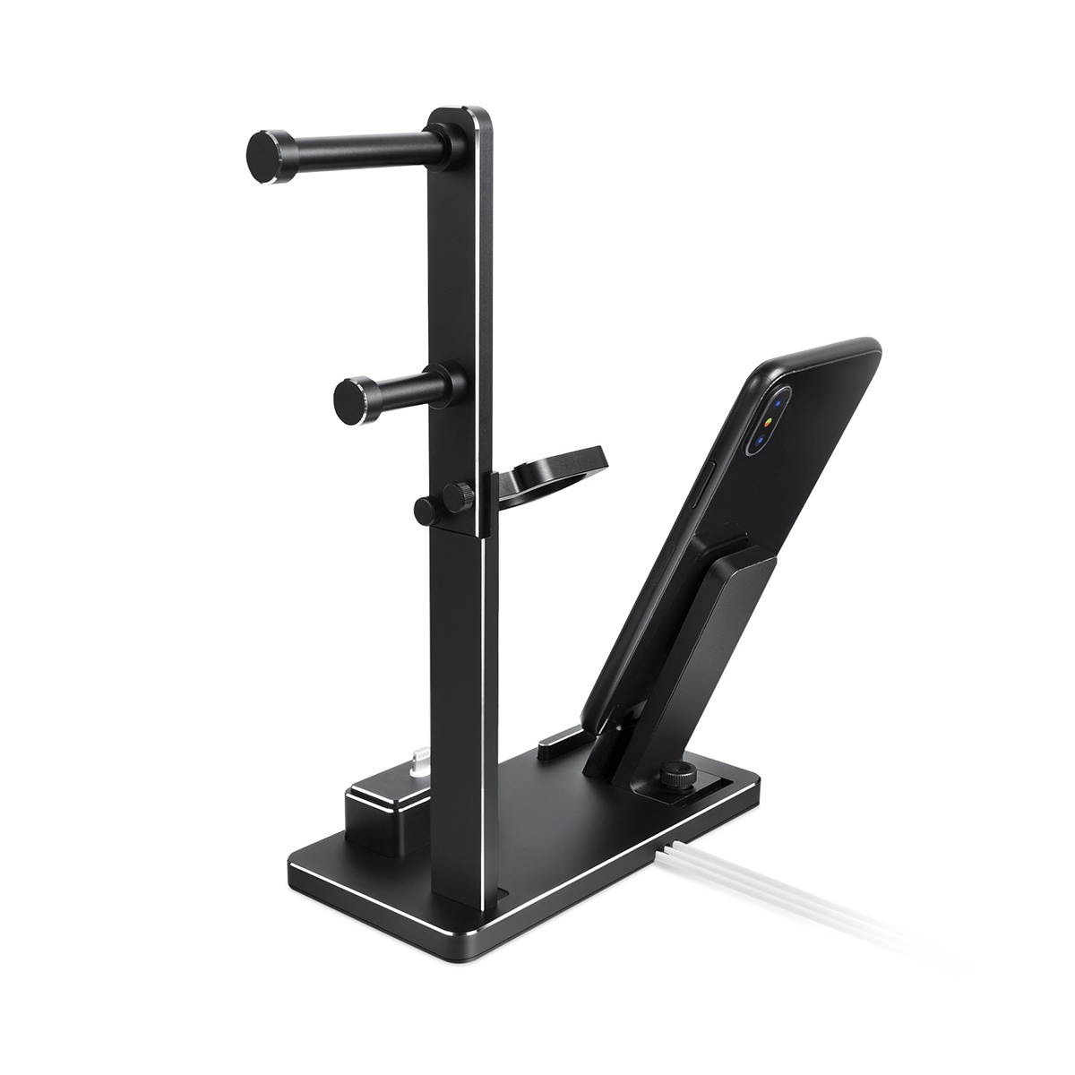 6 in 1 Phone Watch Stand Station Dock Station Charging Stand for iWatch Headphones Holder (Black)