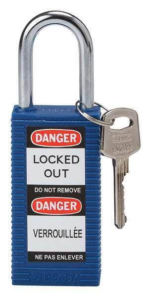 BRADY 123406 Lockout Padlock,KD,Blue,3"H