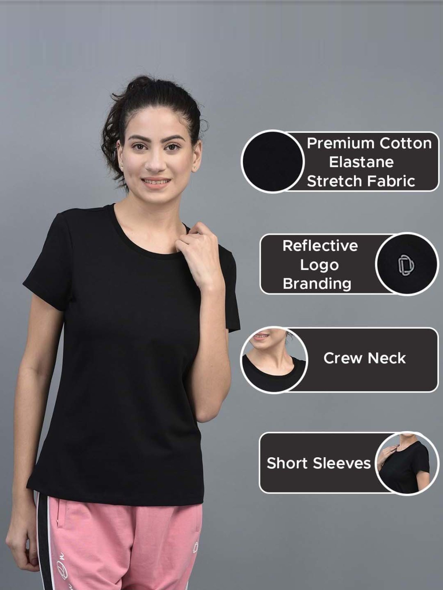 Dollar Black Cotton Sports T-Shirt