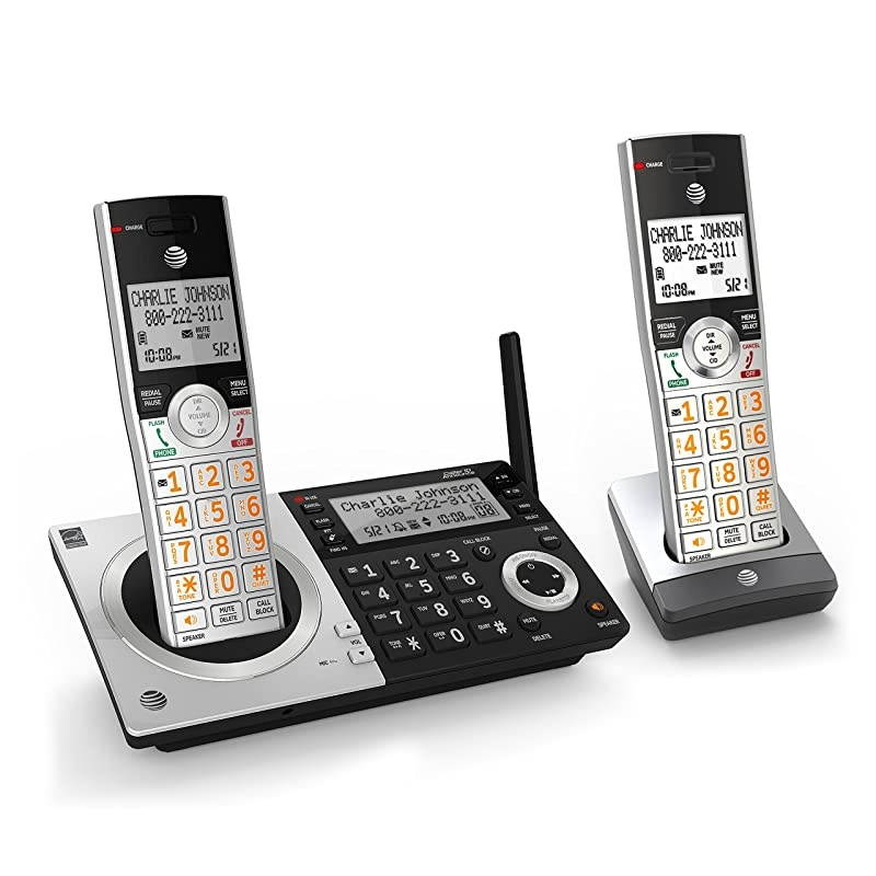 CL83207 DECT 60 Expandable Cordless Phone with Smart Call Blocker SilverBlack with 2 Handsets