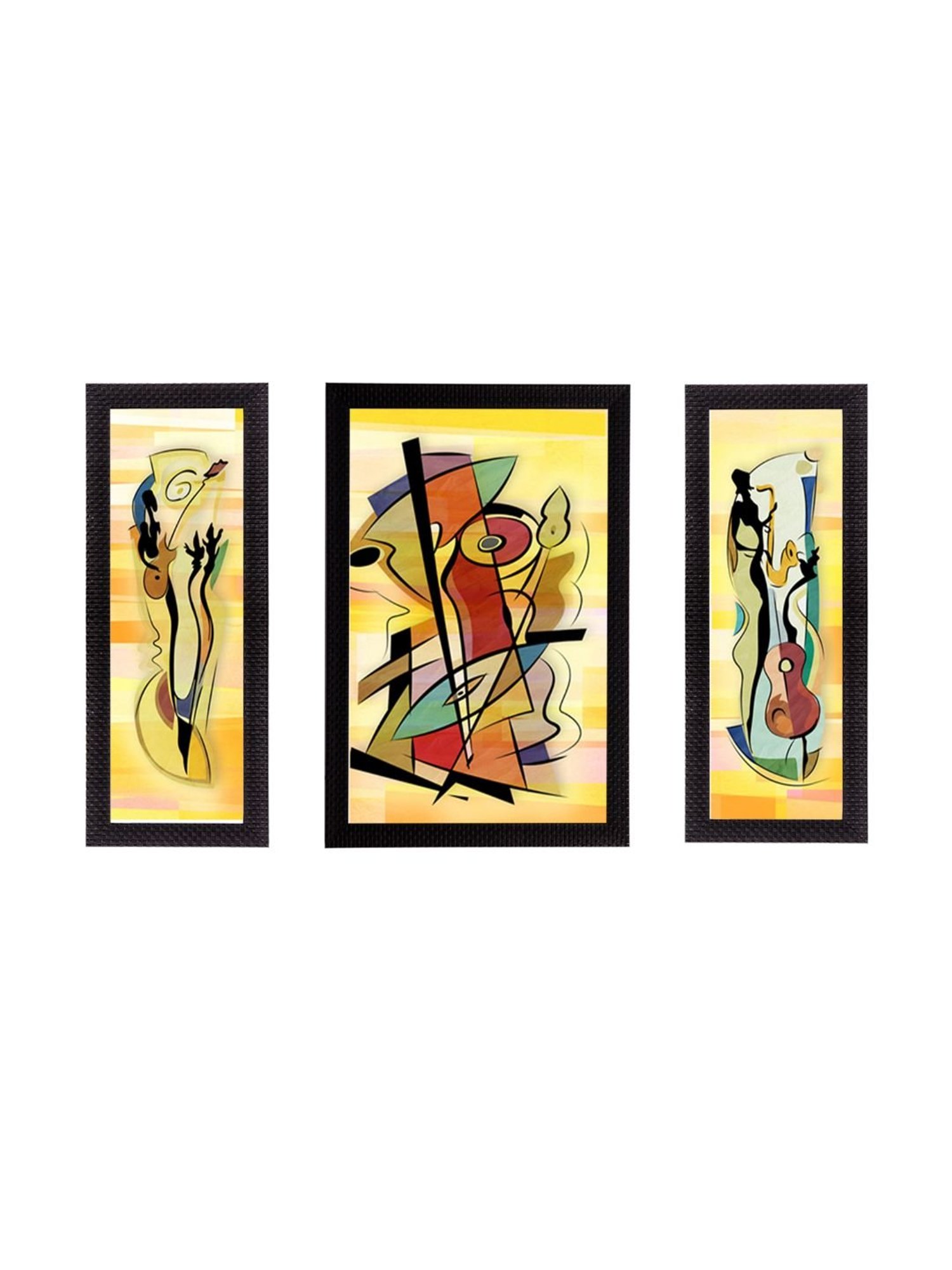 eCraftIndia Set of 3 Abstract Object Satin Matt Texture UV Art Painting