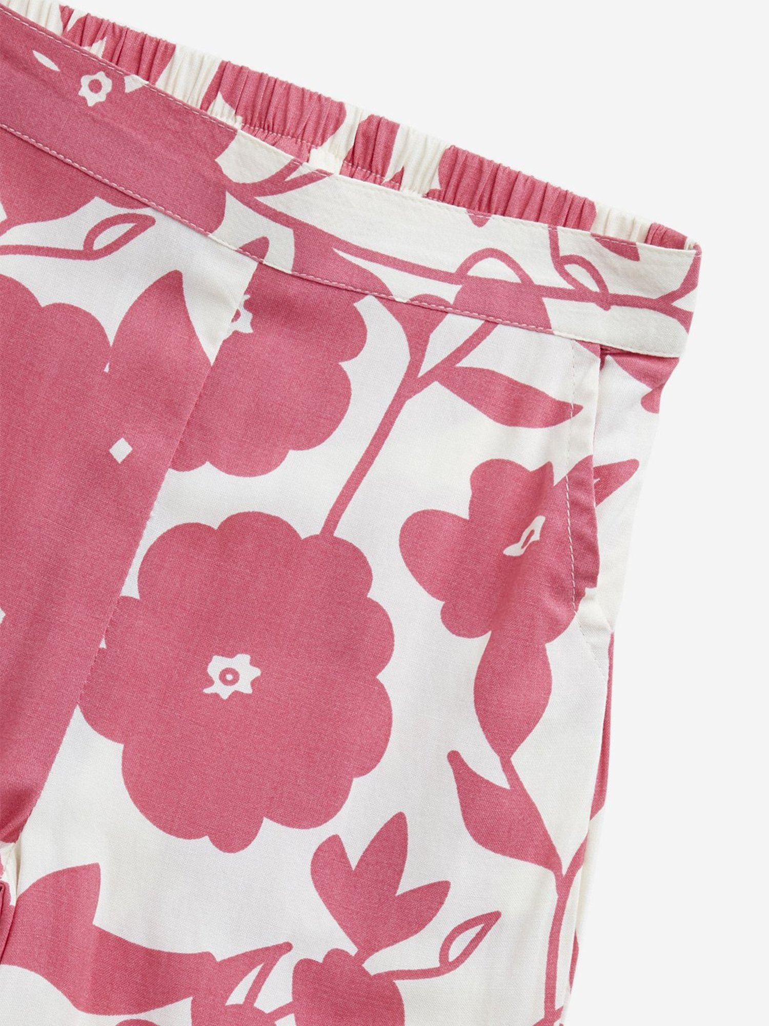 Utsa Kids by Westside Pink Floral Print High-Rise Palazzos