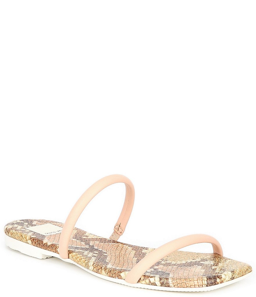 Dolce Vita Lester Banded Snake Print Square Toe Slide Sandals