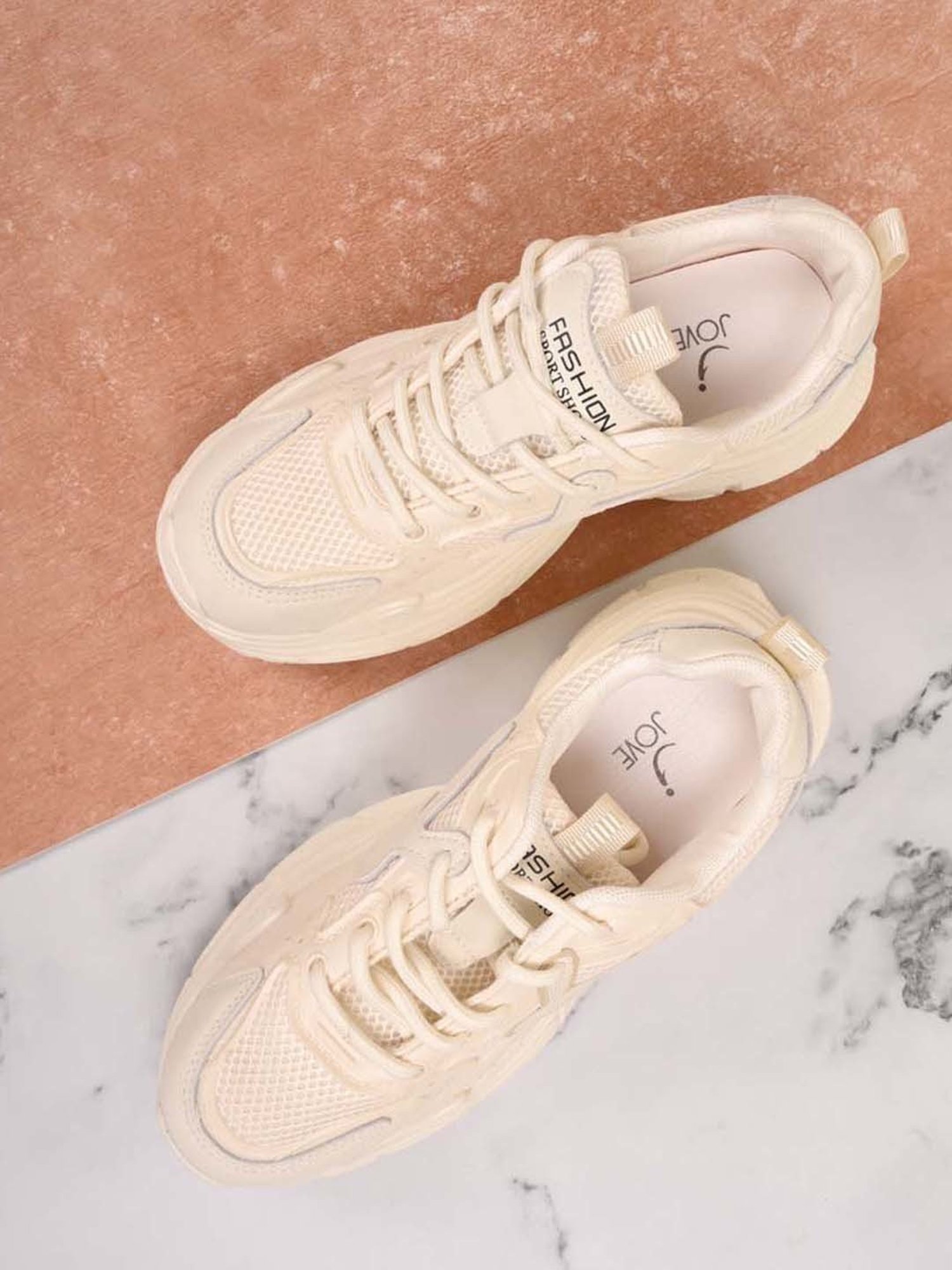 Jove Women's Beige Casual Sneakers