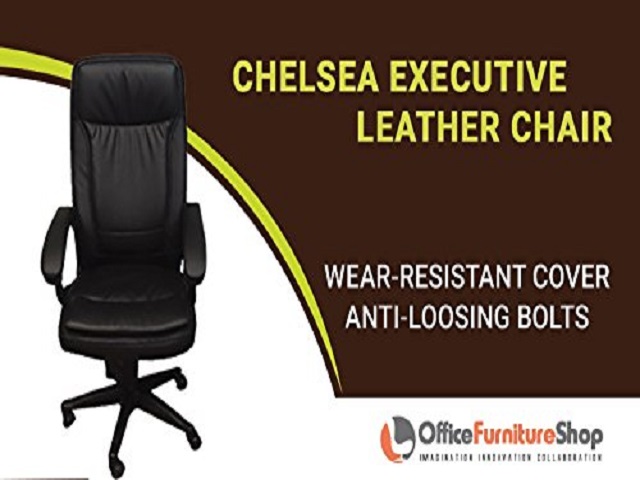 Adjustable Height Chelsea Executive Office Chair with Black Fiber Base, Tilt Lock / Tension, Highly Resilient Foam Padded Armrests, Black Fiber Base, Comfortable Swivel for Computer Desk - BLACK COLOR