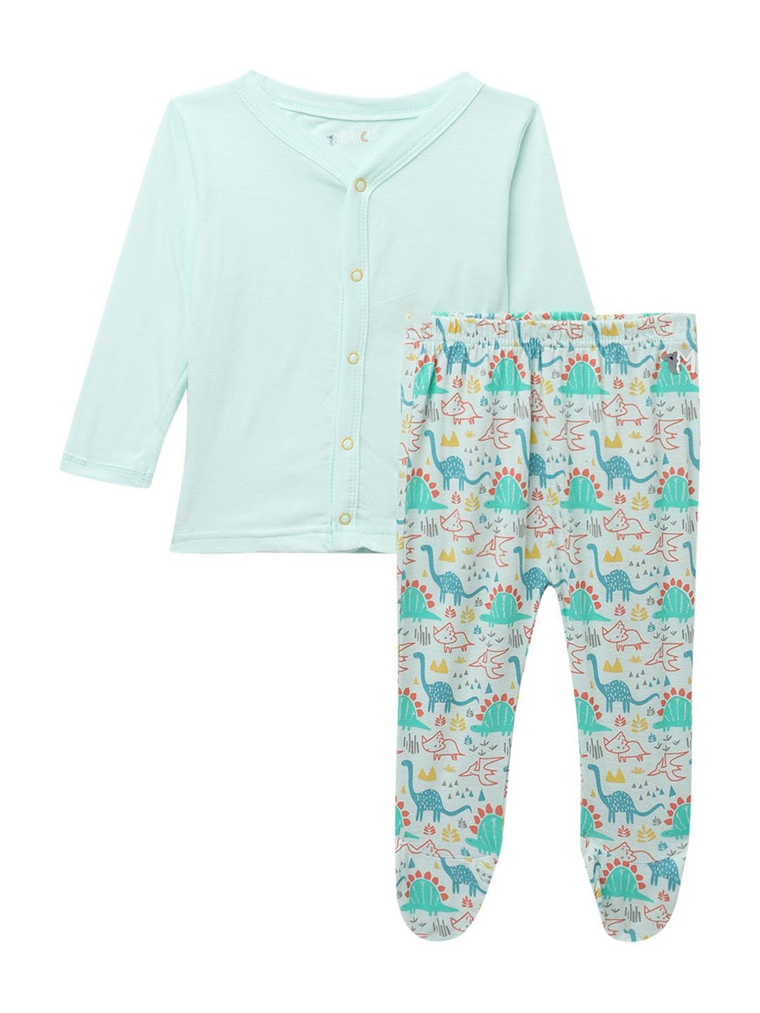 MiArcus Kids Green Printed 2 Full Sleeve Tee & Pajama