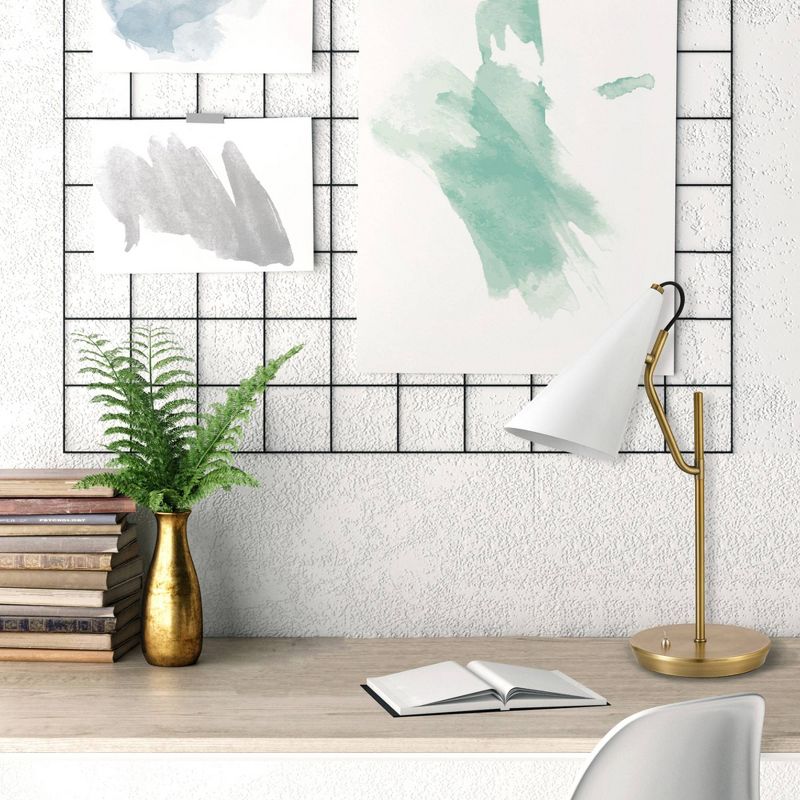 18" Hartford Desk Lamp with Shade Matte Brass/White - Globe Electric