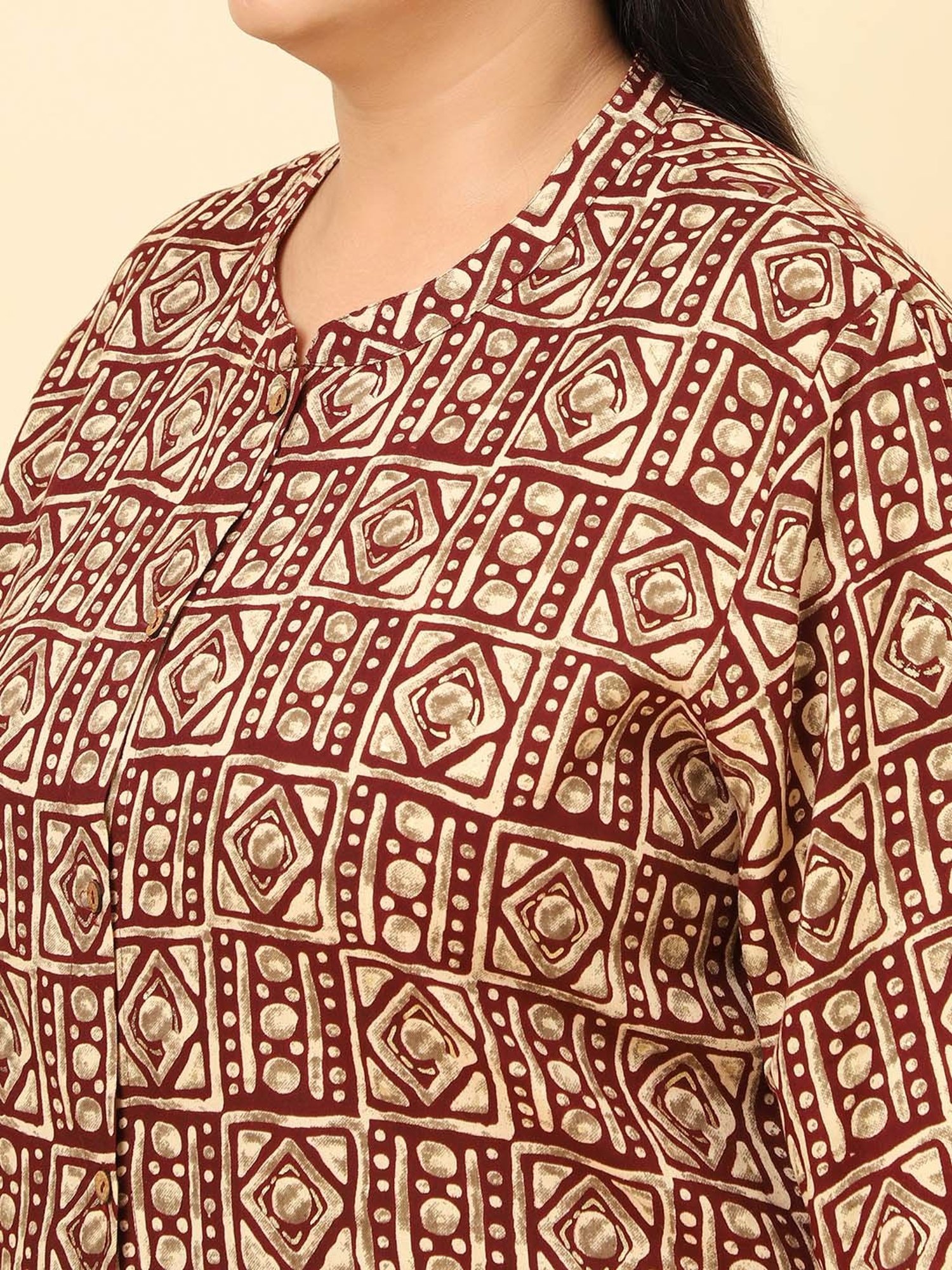 Sringam Maroon Printed Top Pant Set