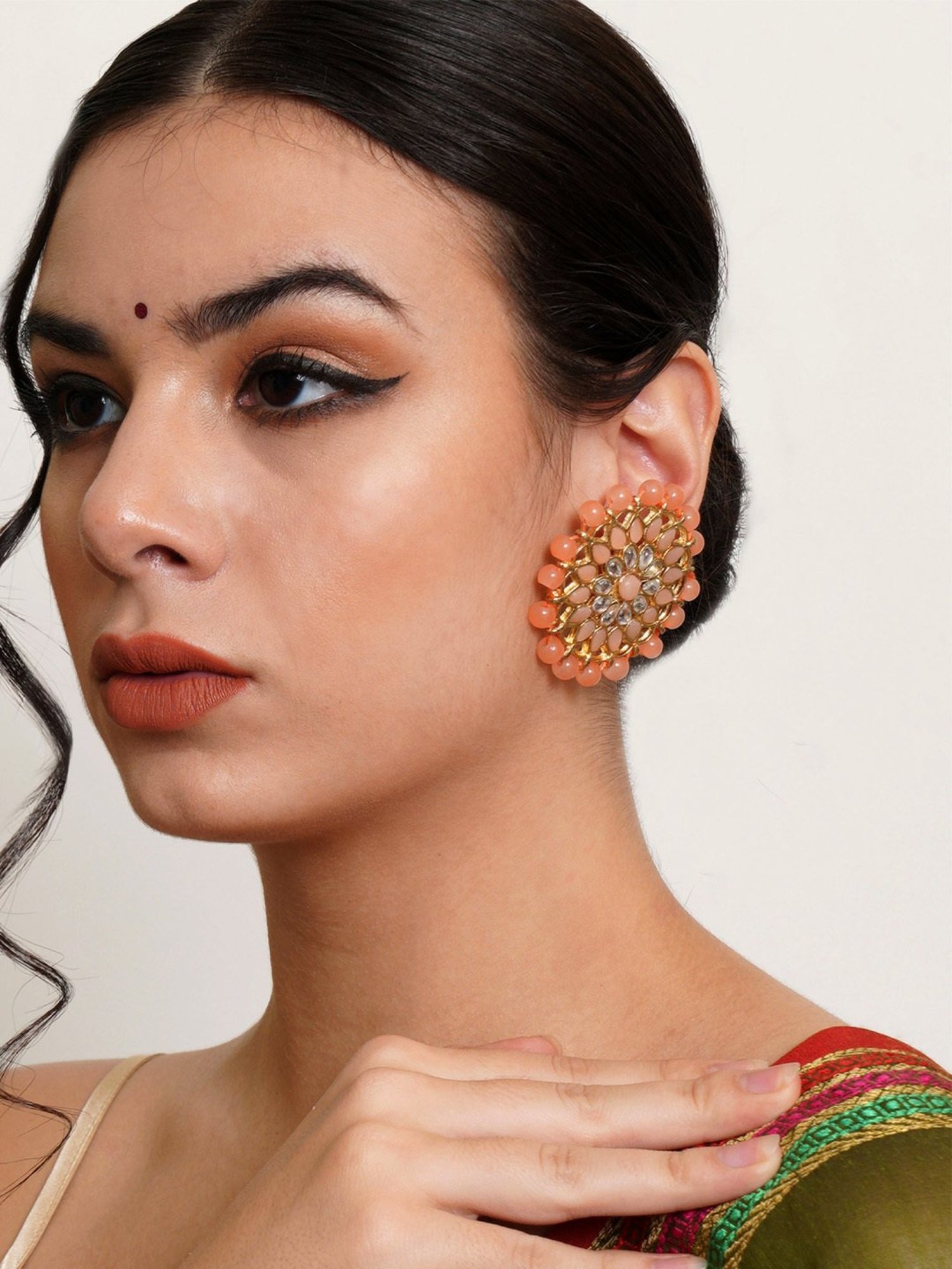 Karatcart Handcrafted Kundan Drop & Stud Earrings - Set of 3