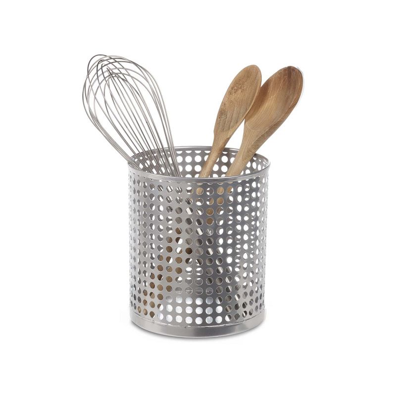 Design Ideas Edison Utensil Cup- Kitchen Utensil Holder - Silver, 5.5" x 5.5" x 6.4"