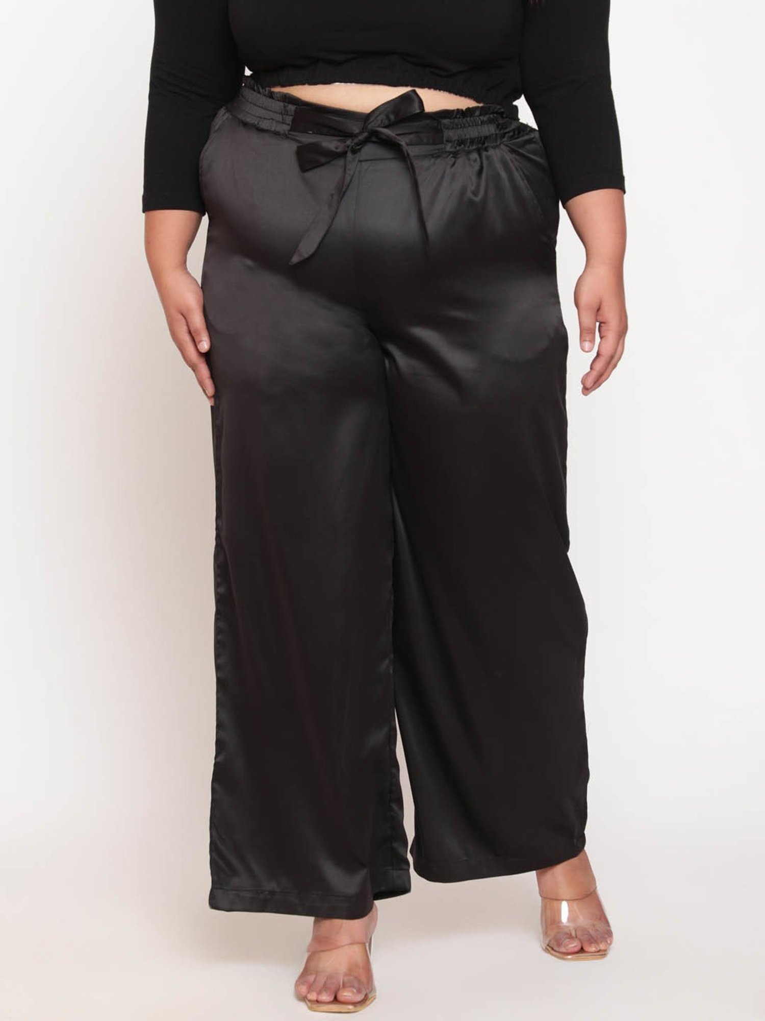 Amydus Black Mid Rise Palazzos