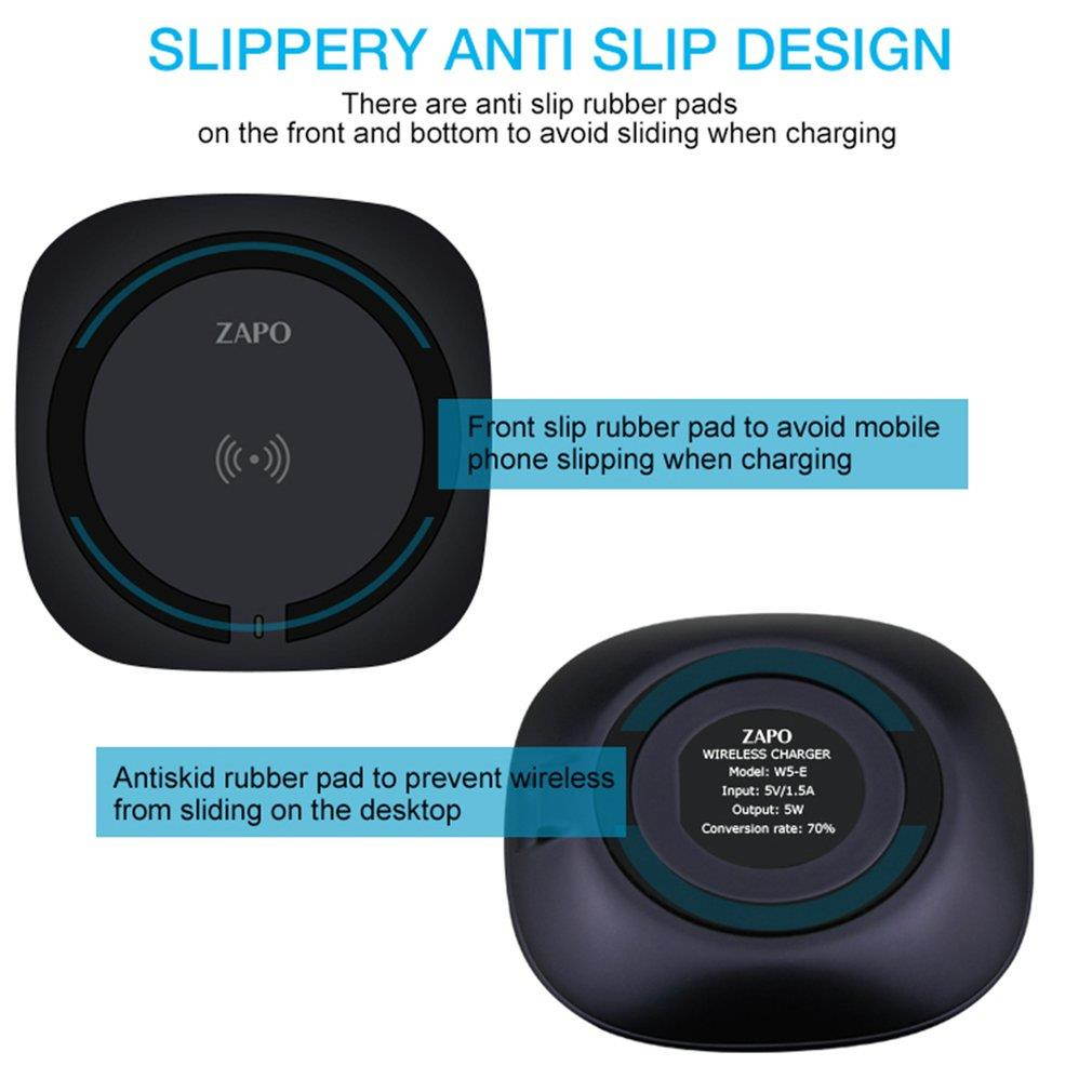 ZAPO W5-E Qi Wireless Fast Charger Universal Slim Phone Charger Charging Pad