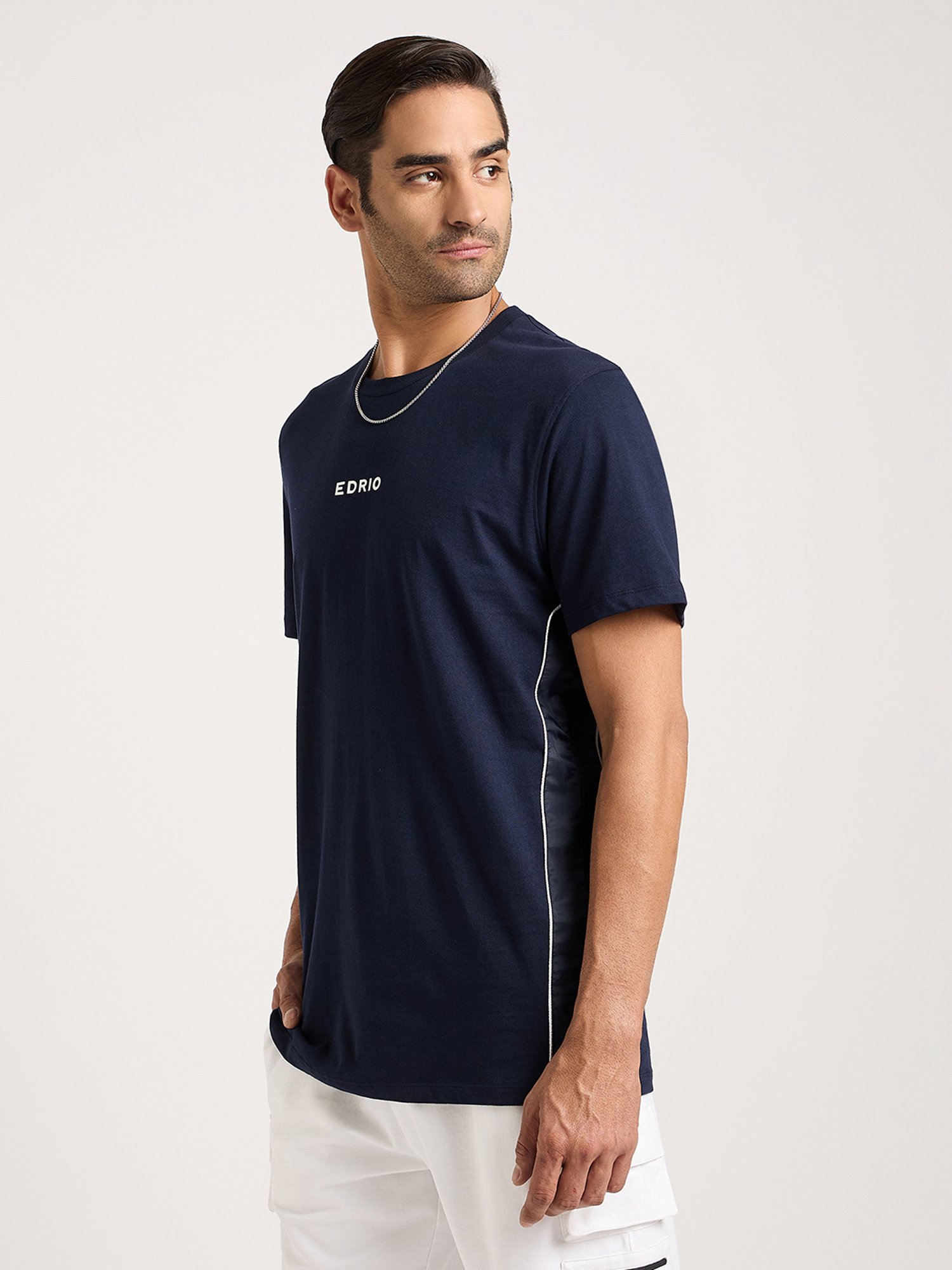EDRIO Navy Regular Fit Crew T-Shirt