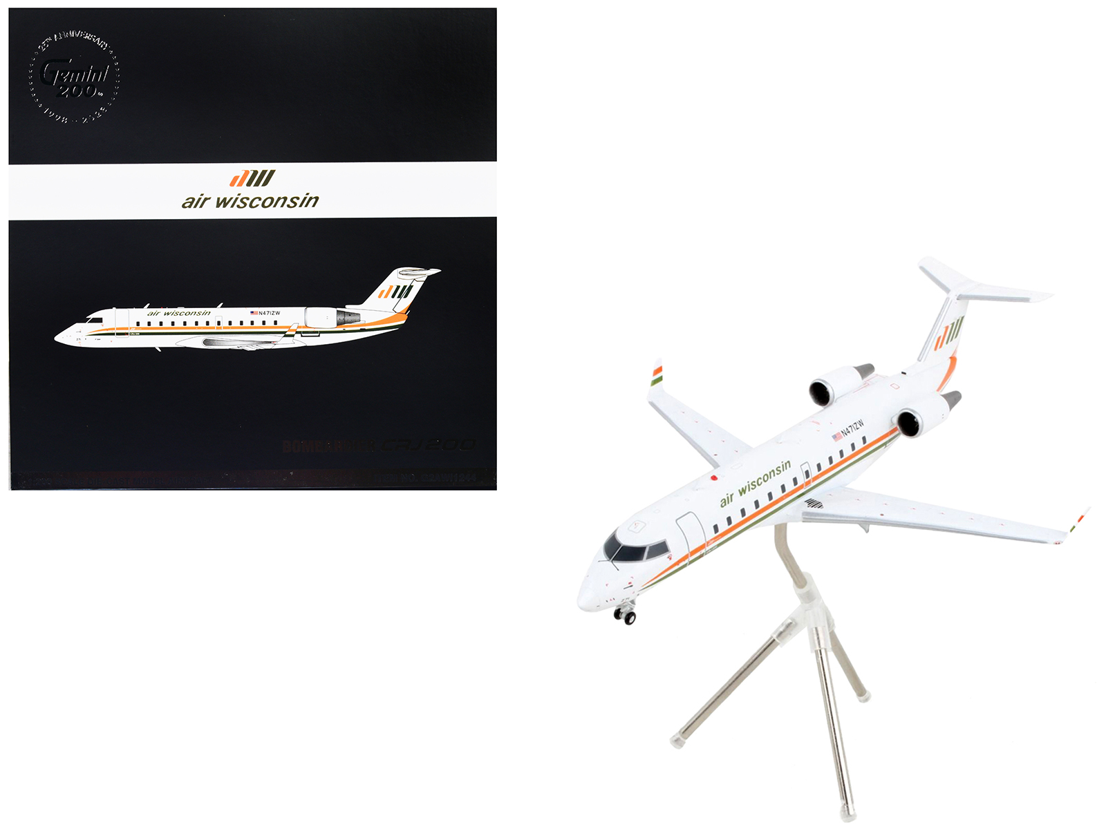 Bombardier C-147A Transport Aircraft "Golden Knights Parachute Team" United States Army (17-01610) White with Yellow Stripes and Black Tail "Gemini 200" Series 1/200 Diecast Model Airplane by GeminiJets