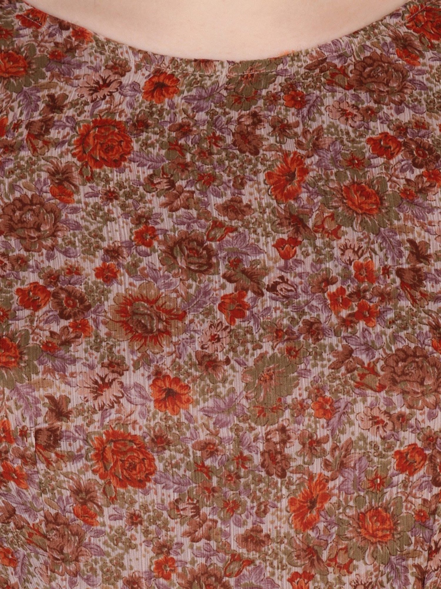 Scorpius Brown Floral Print Long Top