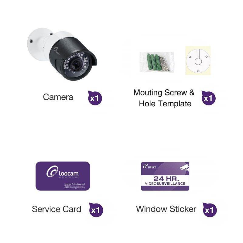 Loocam Full HD 1080p Outdoor Hybrid 4-in-1 Surveillance Bullet Camera, 3000TVL Security Weatherproof Camera with 150ft Night Vision for HD-TVI, AHD, CVI, and CVBS/960H Analog DVR, Metal Housing