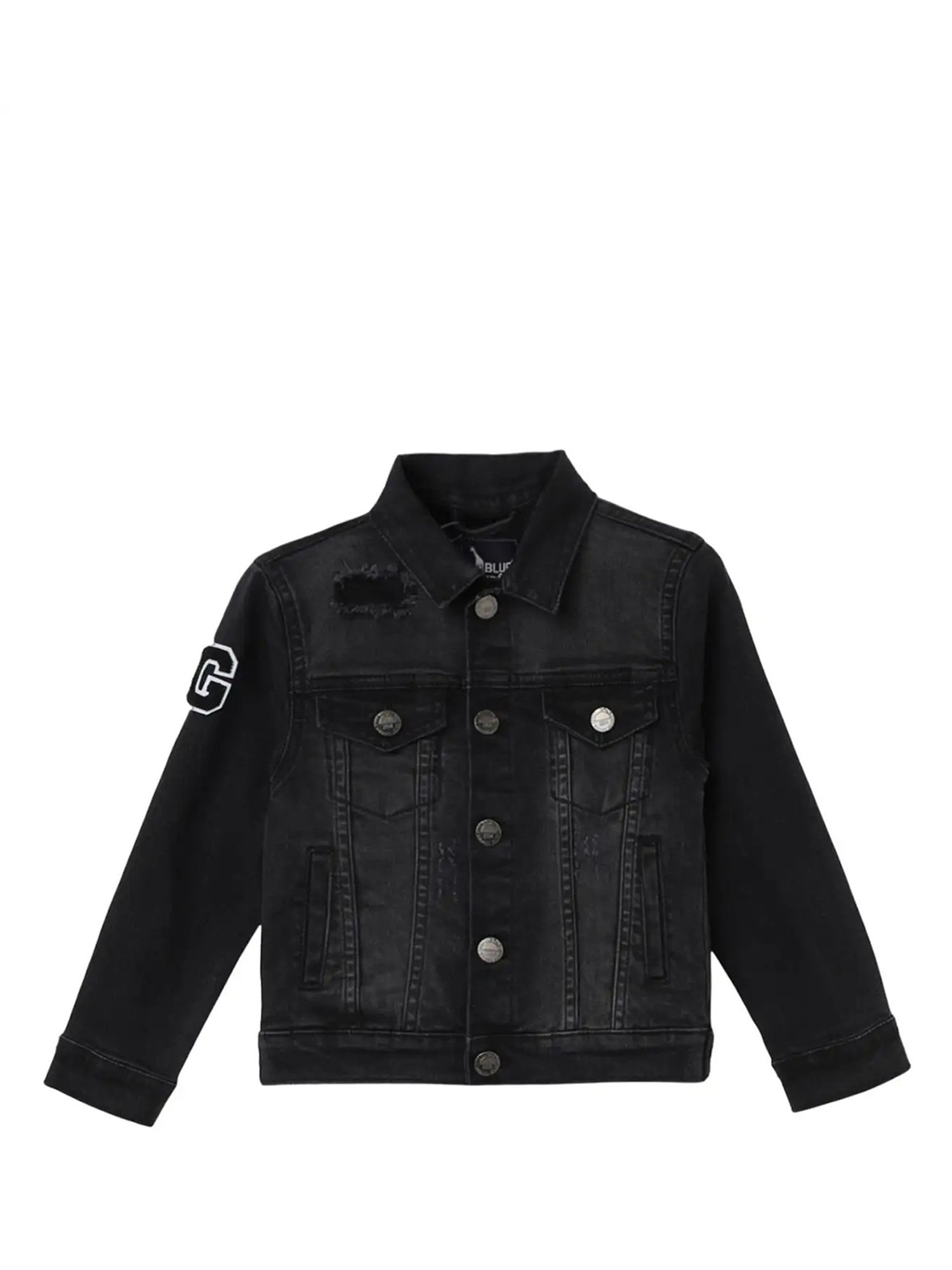 Blue Giraffe Kids Black Solid  Jacket