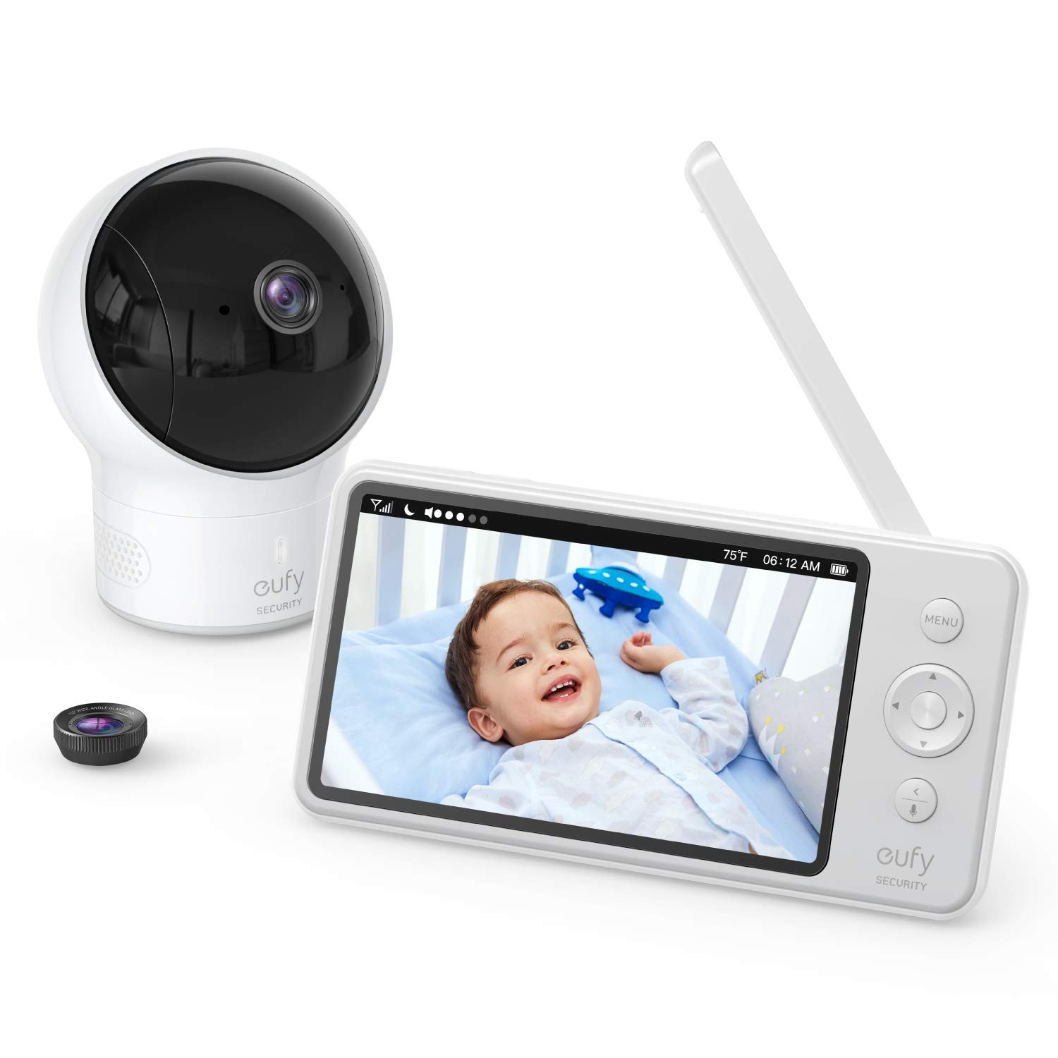 eufy Security, Video Baby Monitor with Camera and Audio, 720p HD Resolution, Night Vision, 5" Display, 110&deg; Wide-Angle Lens Included, Lullaby Player, Ideal for New Moms