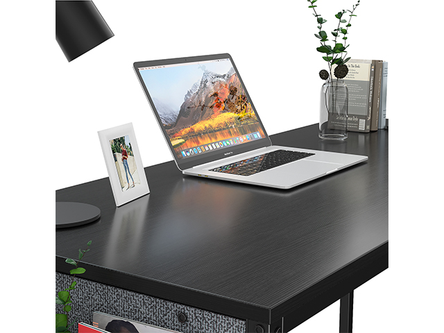 Computer Desk 47 inch Home Office Writing Study Desk, Modern Simple Style Laptop Table with Storage Bag,Rustic Black,GT104
