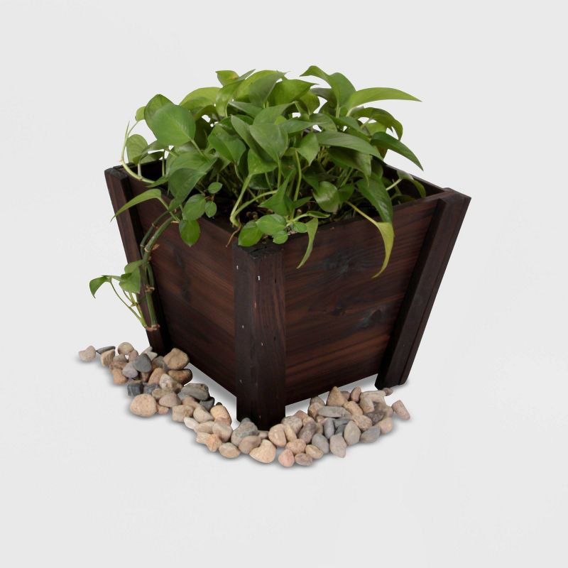 3pc Square Tapered Wooden Planters Brown - Leisure Season