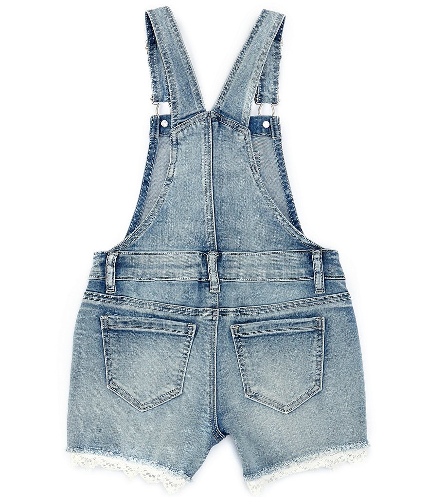 Hippie Girl Big Girls 7-16 Crocheted-Trim Denim Shortall