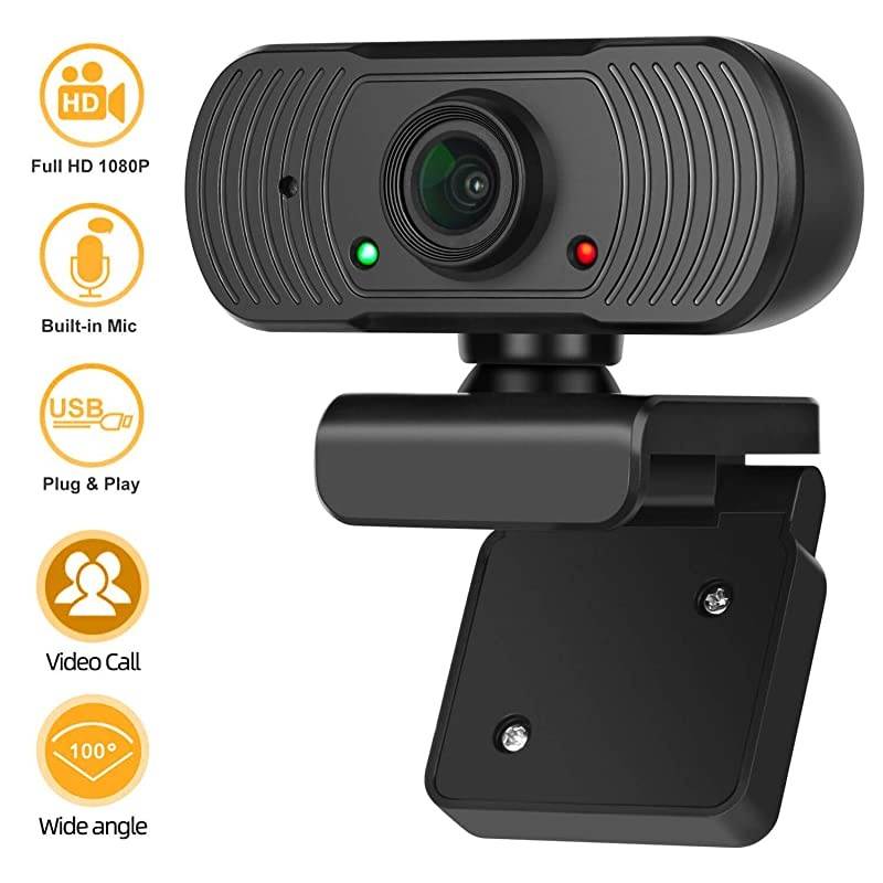 Webcam with Microphone for Desktop PC Laptop Mac Computer Plug and Play USB Web Camera for Online Teaching Learning Class Video Meeting Calling Conferencing Cam