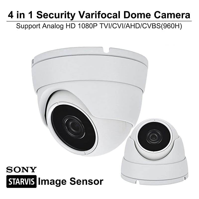 1080P True FullHD Security Dome Camera 2812mm Variable Focus Lens 24Megapixel STARVIS Image Sensor IR inOutdoor WDR OSD Works w 1080P TVI 1080P AHD 1080P CVI amp Standard Recorder only