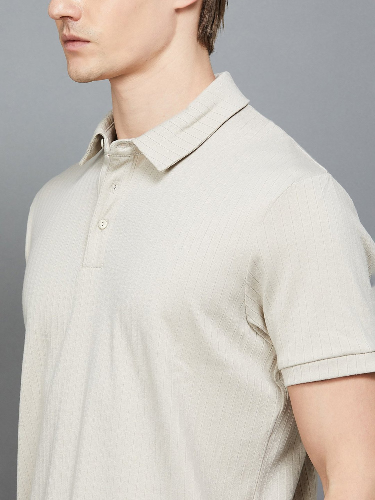 BOSSINI Beige Regular Fit Striped Polo T-Shirt