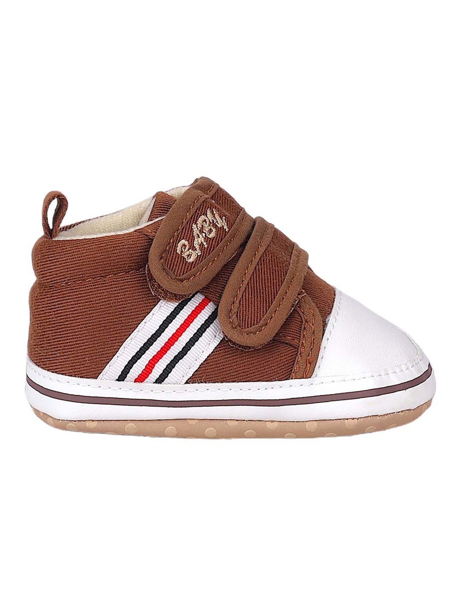 Baby Moo Kids Brown & White Velcro Shoes