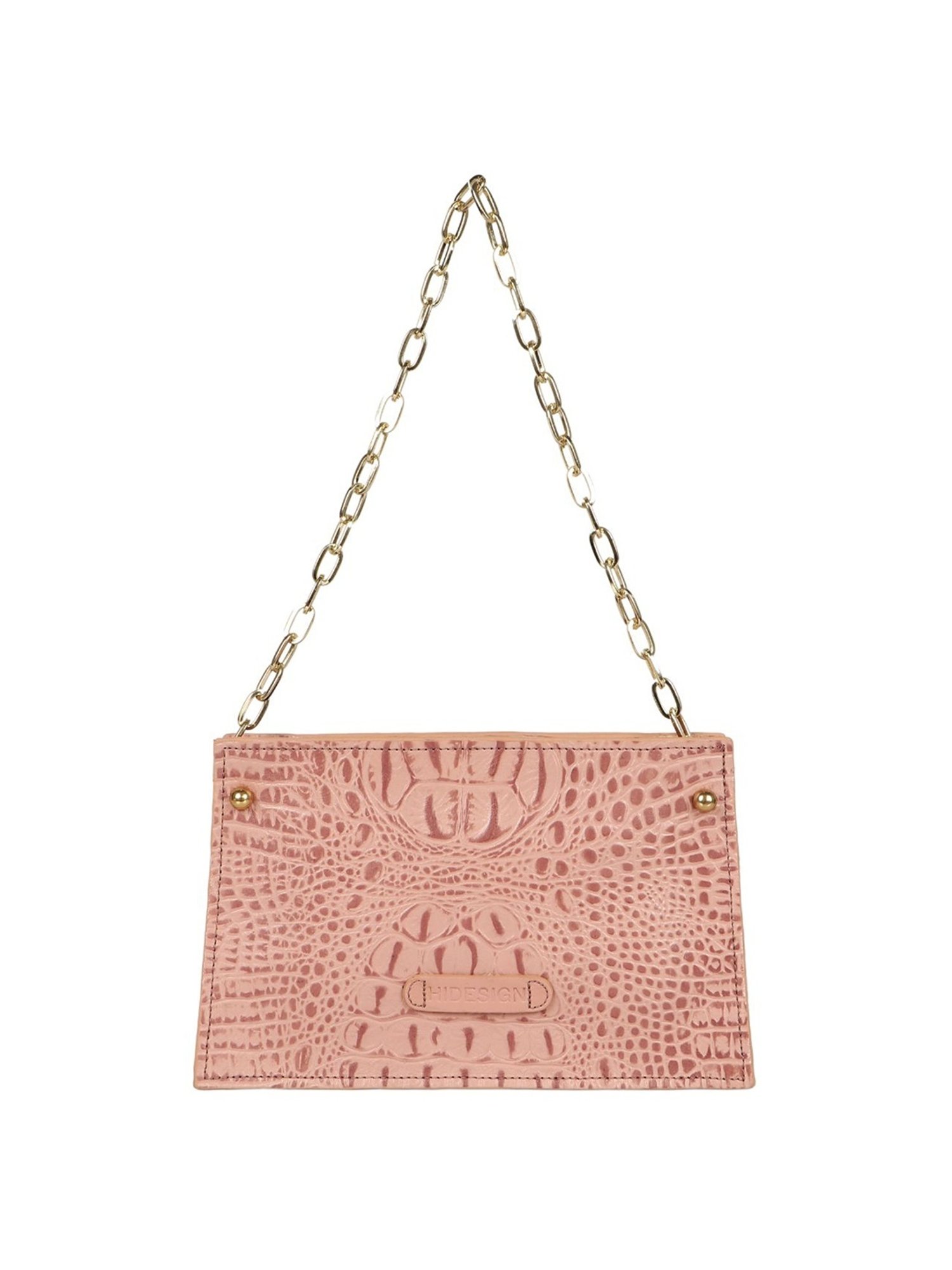 Hidesign Pink Textured Medium Shoulder Handbag