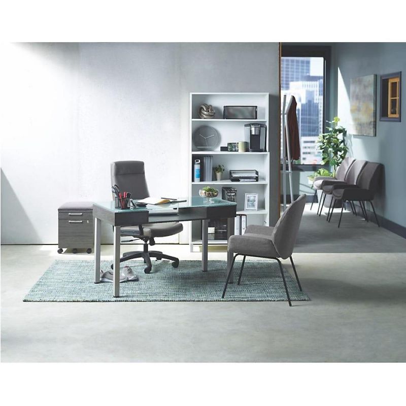 Mesh Sled Base Side Reception Chair with Flip Up Arms Black - Riverstone Furniture