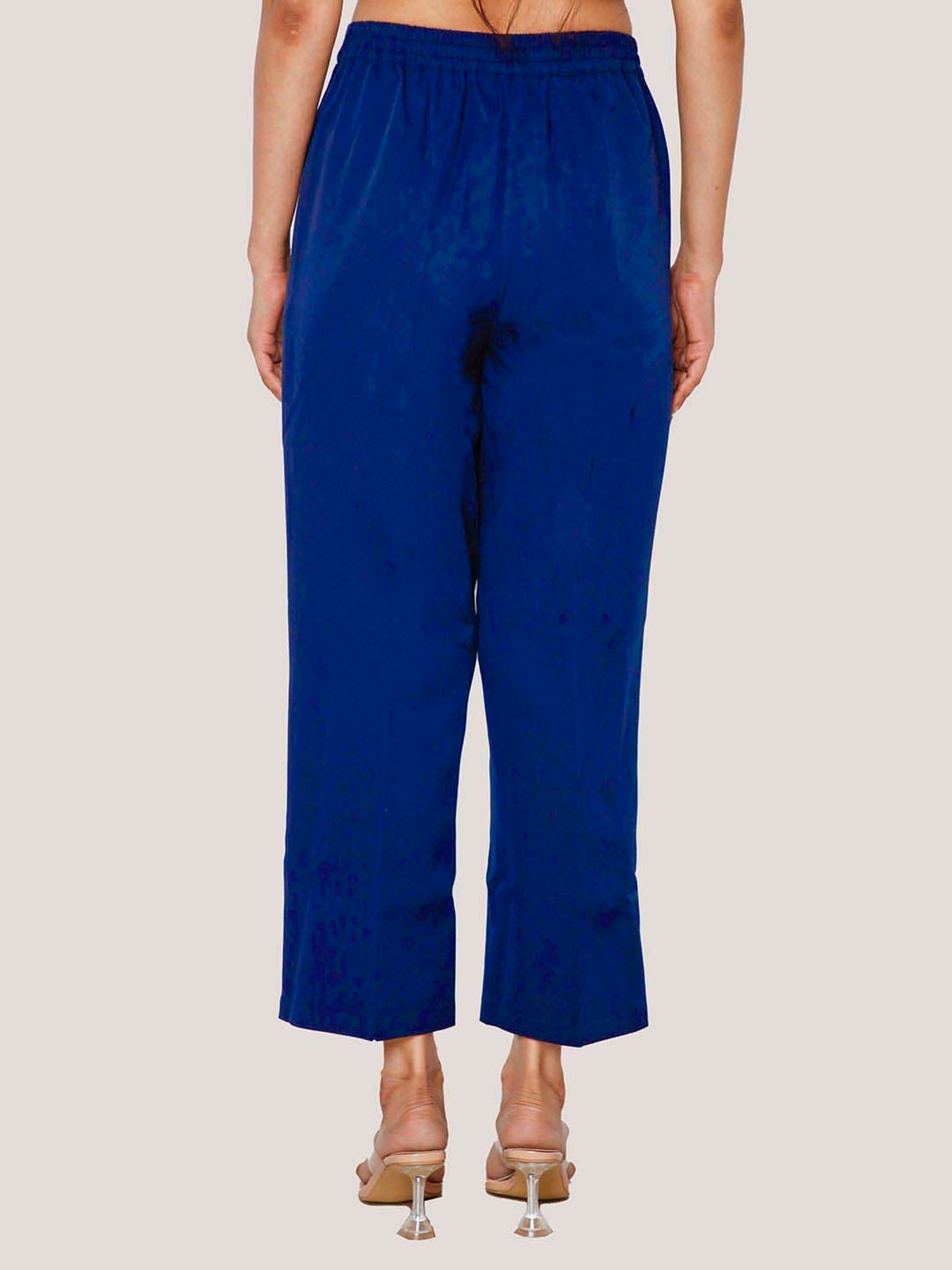 Zink London Navy Regular Fit Formal Trousers