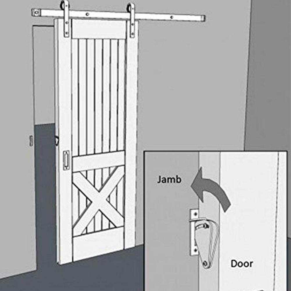 Sliding Door Lock Durable Stainless Steel Smooth Barn Home Appliance Hardware (Black)